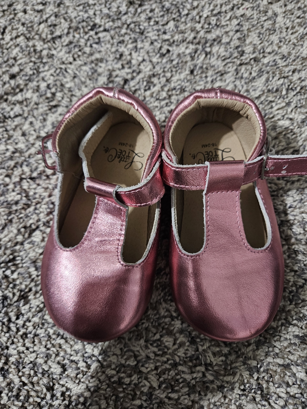 Metallic Pink T-Strap Kids Shoes
